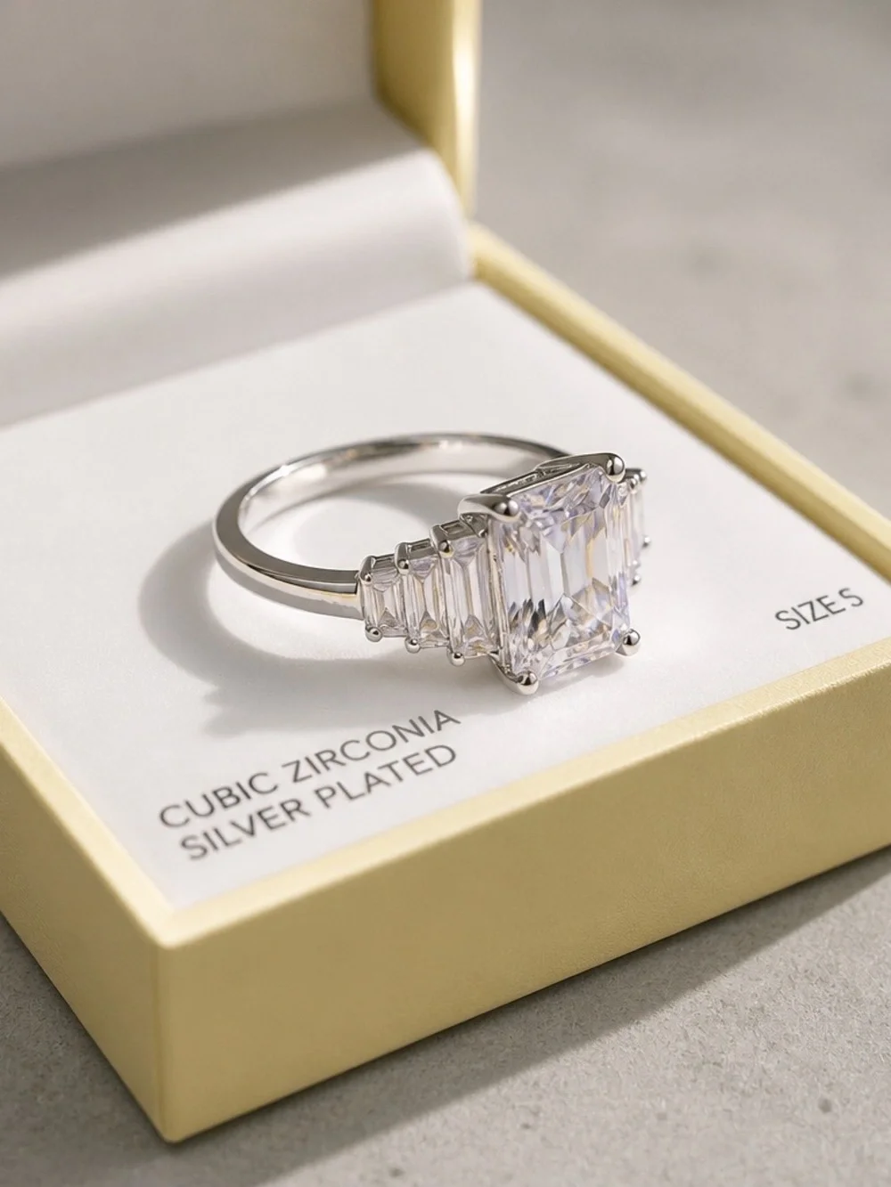 Silver Pated Cubic Zirconia Ring By Charter Club. Size5